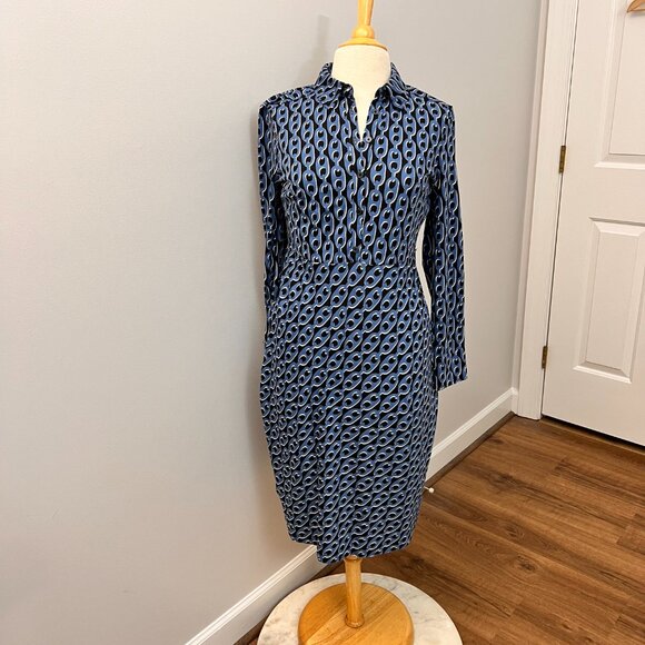 Boden Blue and Black Long Sleeve Dress - Picture 2 of 11